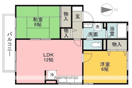 サンシャイン桑原[2LDK/53.48m2]の間取図