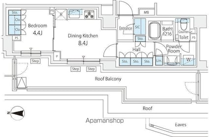 ブランズ神楽坂[1DK/40.06m2]の間取図