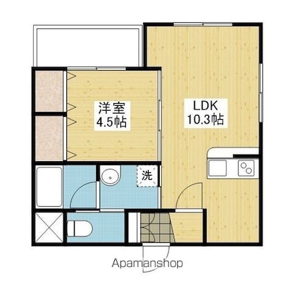 ソレイユ小坂[1LDK/36.78m2]の間取図