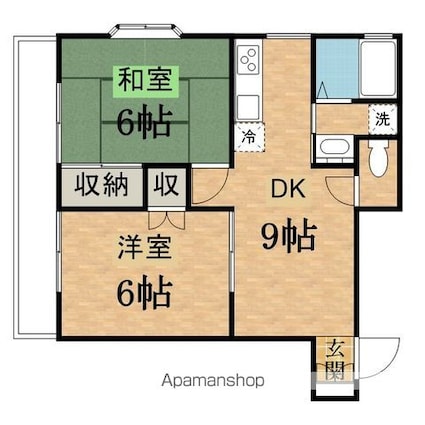 ペアヒル高幡Ⅱ[2DK/43.8m2]の間取図