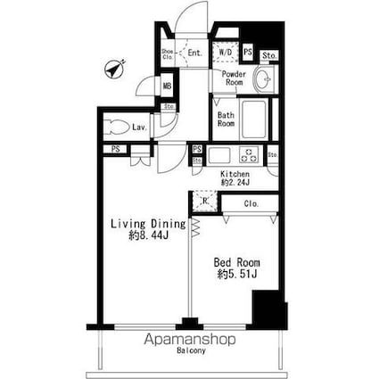 東京都豊島区巣鴨３丁目[1LDK/41.44m2]の間取図