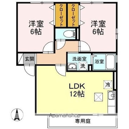 セジュール　郷[2LDK/55.44m2]の間取図