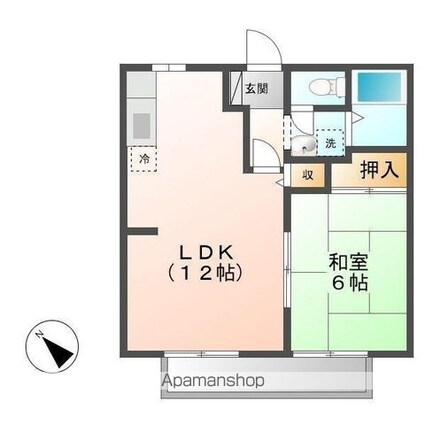 ビーライン蔵王[1LDK/41.73m2]の間取図