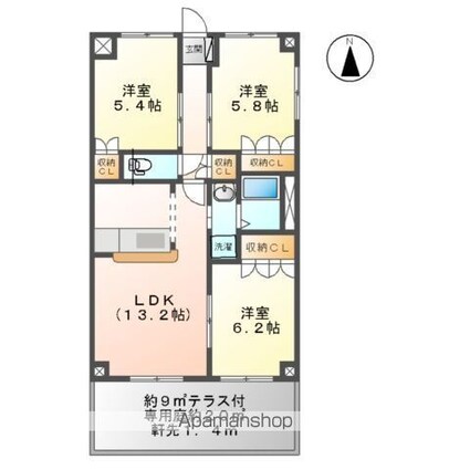 ガーデンヒルズ[3LDK/67.84m2]の間取図