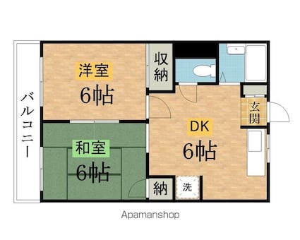 シャンドール南八[2DK/41m2]の間取図