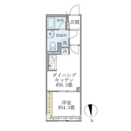 東京都練馬区豊玉北４丁目[1DK/25.76m2]の間取図