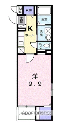 クレール壱番館[1K/33.2m2]の間取図