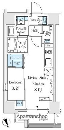 イプセ御成門[1LDK/30m2]の間取図
