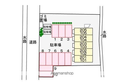 カーサ　木太[1K/19.87m2]の配置図