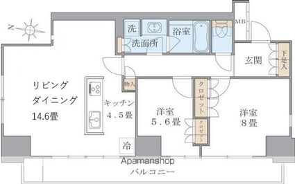 Ｂｒｉｌｌｉａ　ｉｓｔ　東雲キャナルコート[2LDK/72.65m2]の間取図