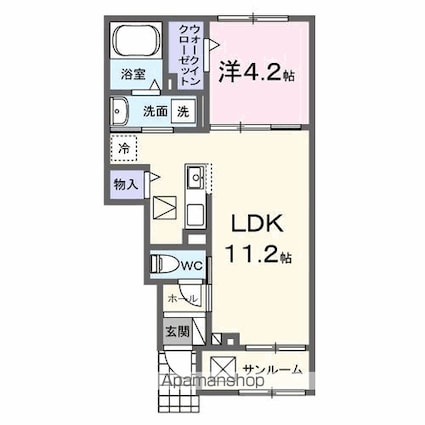 クルールＥ[1LDK/40m2]の間取図