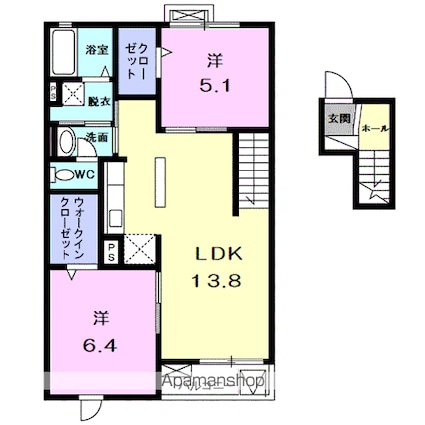 グランド　ヒル弐番館[2LDK/60.18m2]の間取図