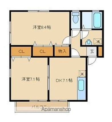 ブラティーク・ラフィネ[2DK/52.14m2]の間取図