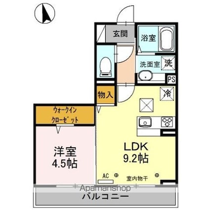 プランドール　並柳[1LDK/37.03m2]の間取図