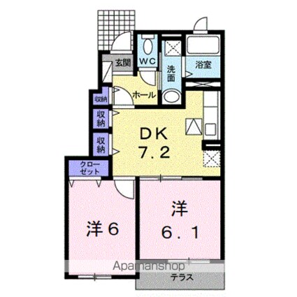 グランドゥール　ソフィア　Ⅱ[2DK/45.89m2]の間取図