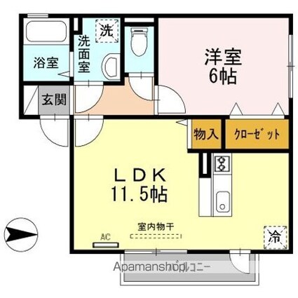 ブルーベリー荘[1LDK/42.14m2]の間取図