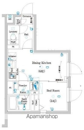 東京都世田谷区瀬田２丁目[1DK/28.03m2]の間取図