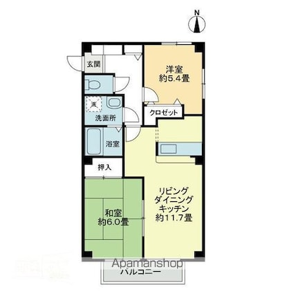 フォブール花[2LDK/52.17m2]の間取図