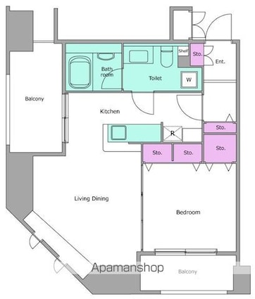 ピアネッタ汐留[1LDK/43.86m2]の間取図