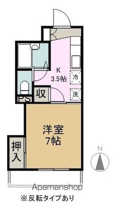 メラベルデ　Ｓ棟[1K/23.21m2]の間取図