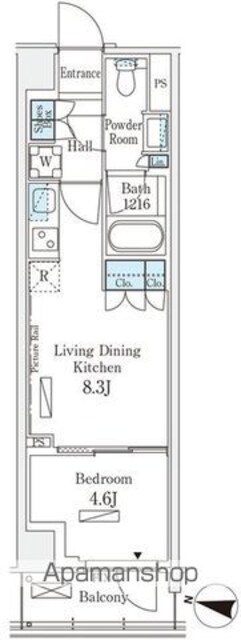 ロイヤルパークス赤羽サウス[1LDK/32.55m2]の間取図