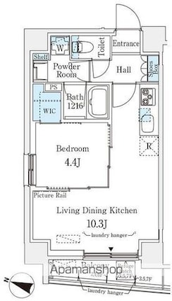 ブリューム西麻布[1LDK/37.1m2]の間取図