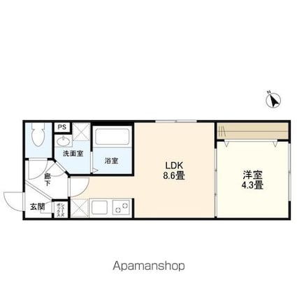 ウェルスクエアイズム高円寺[1LDK/33.19m2]の間取図