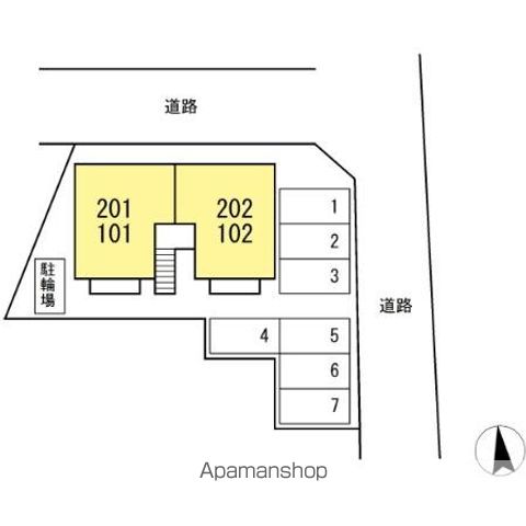 広島県福山市東手城町３丁目[3K/50.78m2]の配置図