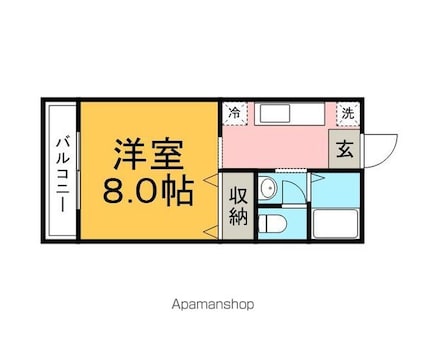 サンビレッジ赤坂[1K/27.08m2]の間取図