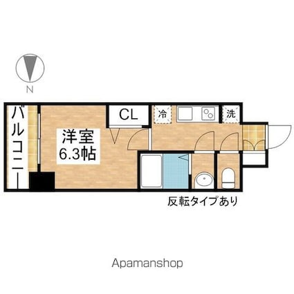 ディアレイシャス矢場町[1K/22.23m2]の間取図