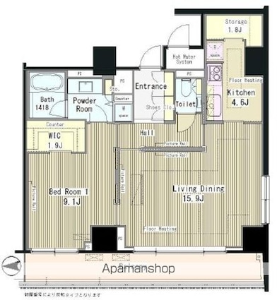 東京都渋谷区大山町[1LDK/75.27m2]の間取図