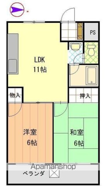 中央グランドハイツ[2LDK/46.75m2]の間取図
