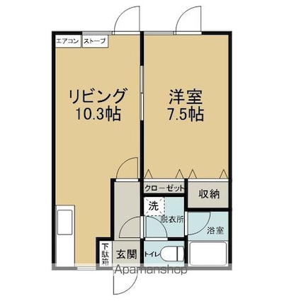 フレンドリー卸町５号館[1LDK/39.74m2]の間取図