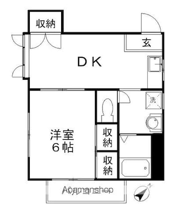 ハイム・カメリア[1DK/31.64m2]の間取図