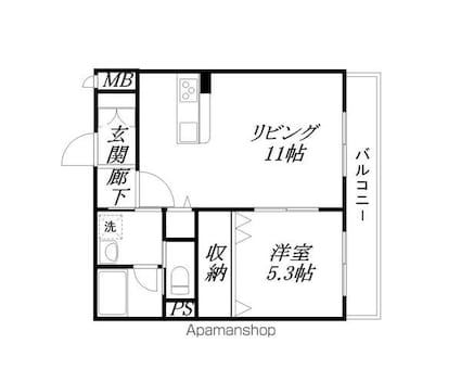 ＯＮ　ＴＨＥ　ＲＯＡＤ[1LDK/40.2m2]の間取図