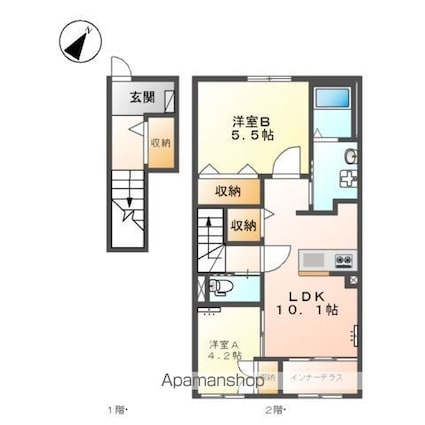 キャメロット八王子[2LDK/55.66m2]の間取図