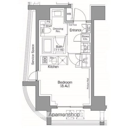 ザ・パークハビオＳＯＨＯ南青山[1R/24.37m2]の間取図