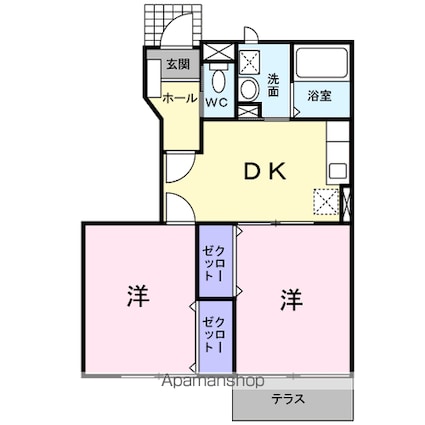 ゴールドパークＣ[2DK/44.34m2]の間取図