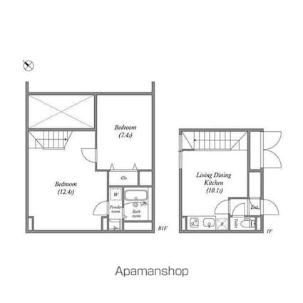 東京都新宿区喜久井町[2LDK/60.11m2]の間取図