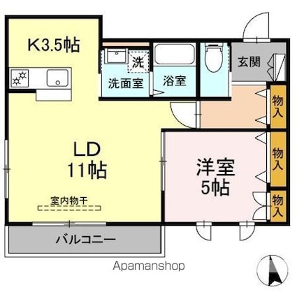 Ｌｕｃｉｒ　Ｓｈｉｒｏｋａｎｅｄａｉ[1LDK/49.44m2]の間取図
