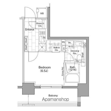ザ・パークハビオ浅草駒形[1K/26.27m2]の間取図