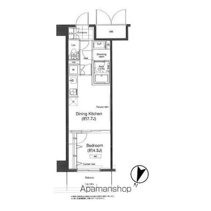 グランハイツ高田馬場[1DK/32.77m2]の間取図