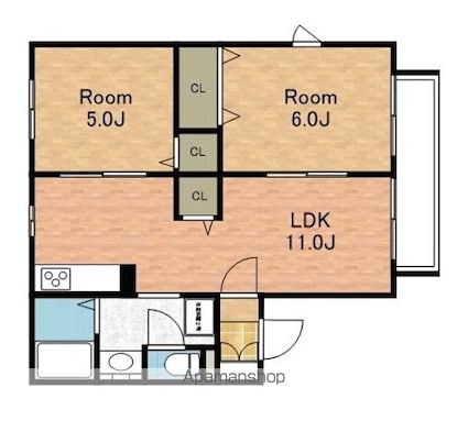 滋賀県彦根市西今町[2LDK/52.1m2]の間取図