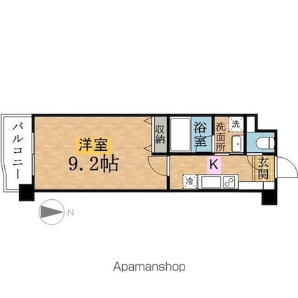 コンフォール左入[1K/28.5m2]の間取図