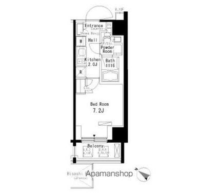 パークアクシス板橋本町弐番館[1K/24.7m2]の間取図