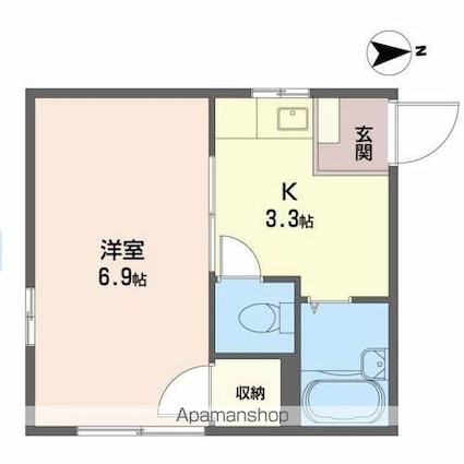 ＹＯＵ　ハイム[1K/22.5m2]の間取図