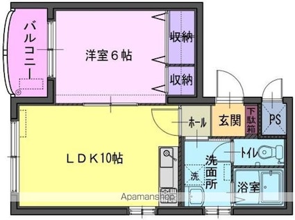 マンションサンライズ[1LDK/39.64m2]の間取図