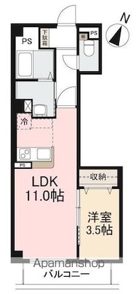 ｆｏｒｔｅ塩上町[1LDK/38m2]の間取図