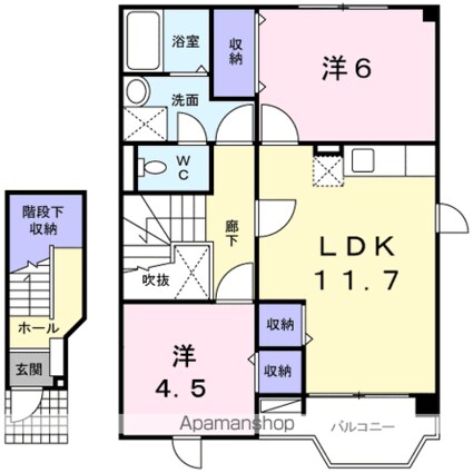 エーデルハイム[2LDK/58.12m2]の間取図