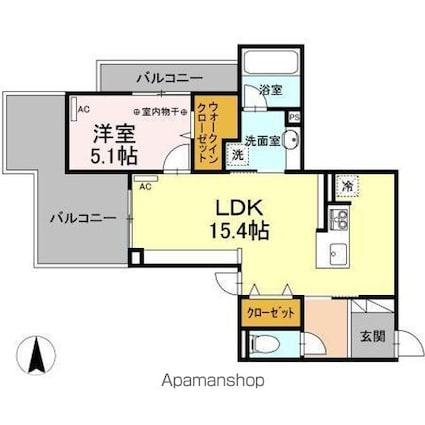 ＣＬＡＳＳ　ＧＲＡＣＡ[1LDK/53.98m2]の間取図